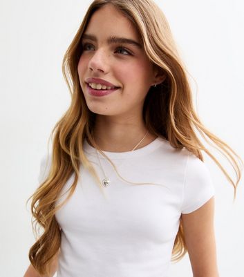 Girls White Cap Sleeve Baby Tee Top