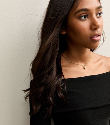 Girls Black Jersey Off The Shoulder Mini Dress 3 Girls Black Jersey Off The Shoulder Mini Dress