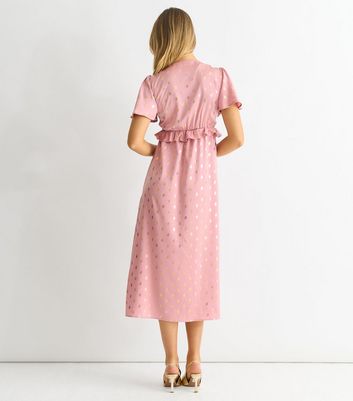 Gini London Pink Foil V Neck Midi Dress 4 Gini London Pink Foil V Neck Midi Dress