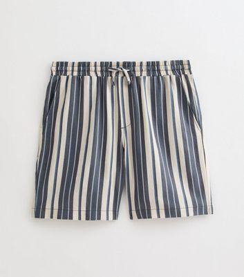 Blue Regular Linen Blend Striped Shorts 6 Blue Regular Linen Blend Striped Shorts