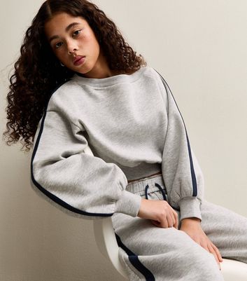 Girls Grey Off Shoulder Side Stripe Sweatshirt 3 Girls Grey Off Shoulder Side Stripe Sweatshirt