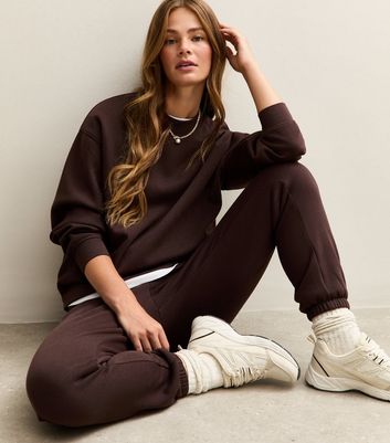 Dark Brown Cuffed Ankle Joggers