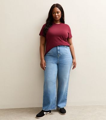 Curves Dark Burgundy Crew Neck T-Shirt