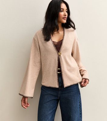 Brown Soft Touch Single Button Cardigan