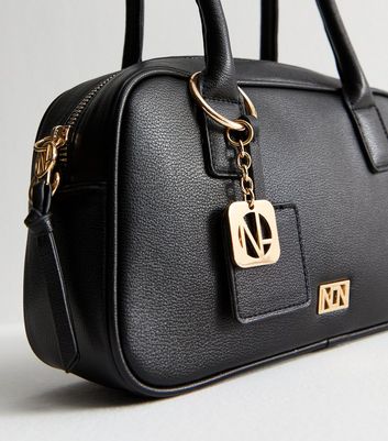 Black Faux Leather Bowling Bag 3 Black Faux Leather Bowling Bag