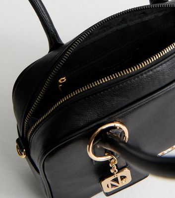 Black Faux Leather Bowling Bag 5 Black Faux Leather Bowling Bag