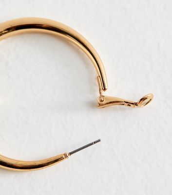 Gold Tone Tapered Large Hoop Earrings