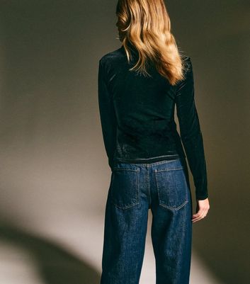 Black Velvet Diamante Button Shirt