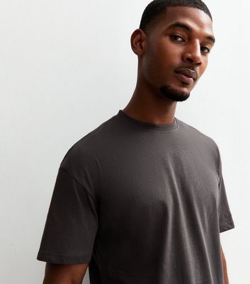 Dark Grey Oversized Crew Neck T-Shirt
