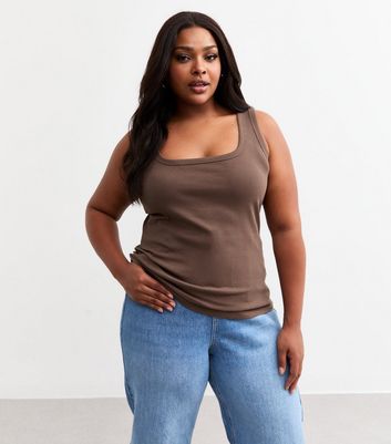 Curves Brown Square Neck Vest