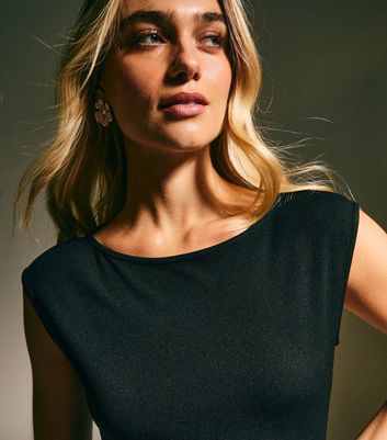 Black Sheer Hem Sleeveless Midi Dress