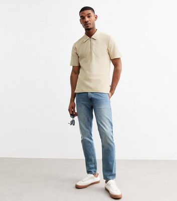 Jack & Jones Stone Quarter Zip Polo Shirt