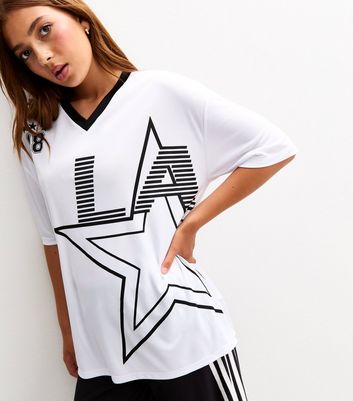 Girls White LA Star Print Football Top