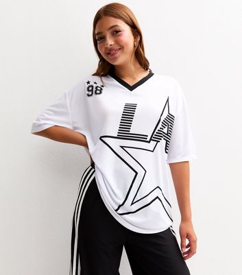 Girls White LA Star Print Football Top