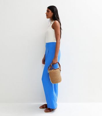 Blue Pleated Front Wide Leg Trousers 3 Blue Pleated Front Wide Leg Trousers