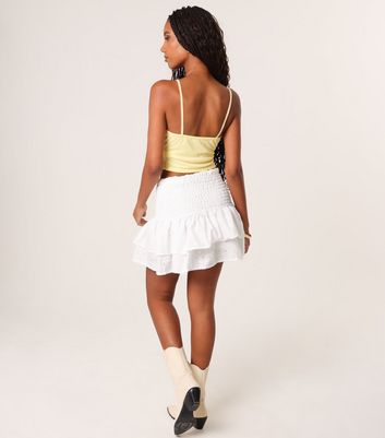 Pink Vanilla White Broderie Anglaise Ruffled Skirt