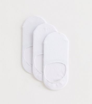 3 Pack White Sports Heel-Grip Invisible Socks