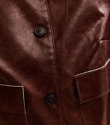 Burgundy Creased Faux Leather Jacket