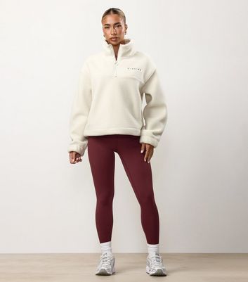 Gym King Cream Fleece Logo Embroidered Quarter Zip Sweatshirt