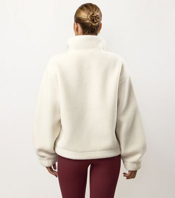 Gym King Cream Fleece Logo Embroidered Quarter Zip Sweatshirt