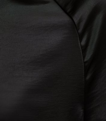 Tall Black Satin Short Sleeve Top