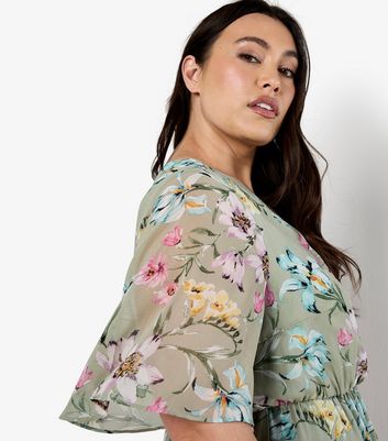 Apricot Curves Green Floral Print Chiffon Midi Dress 4 Apricot Curves Green Floral Print Chiffon Midi Dress