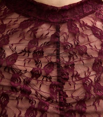 Burgundy Ruched Lace Long Sleeve Bodysuit 5 Burgundy Ruched Lace Long Sleeve Bodysuit