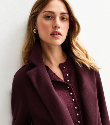 Dark Burgundy Unlined Tailored Coat 4 Dark Burgundy Unlined Tailored Coat