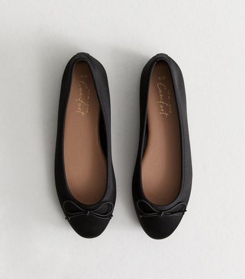 Black Satin Ballet Flats