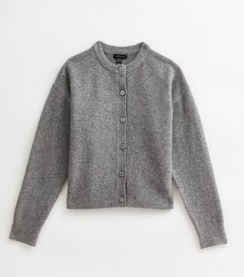 Grey Crew Neck Knit Cardigan 5 Grey Crew Neck Knit Cardigan