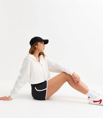 Girls Black Contrast Trim Foldover Waist Shorts 3 Girls Black Contrast Trim Foldover Waist Shorts