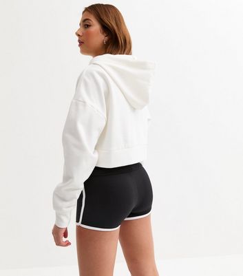 Girls Black Contrast Trim Foldover Waist Shorts 5 Girls Black Contrast Trim Foldover Waist Shorts