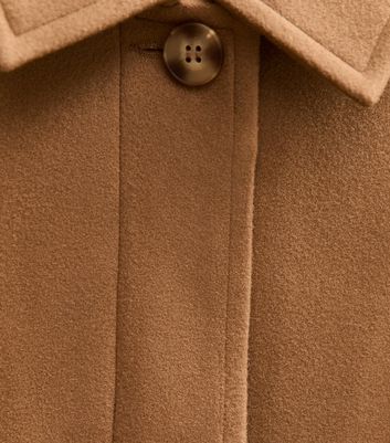 Tan Button Front Belted Midi Coat