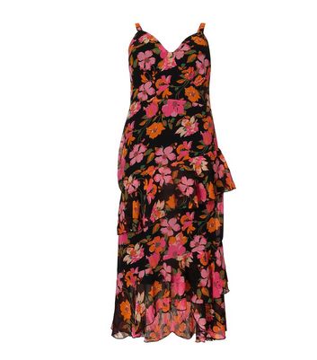 Quiz Curves Multicoloured Floral Print Maxi Dress