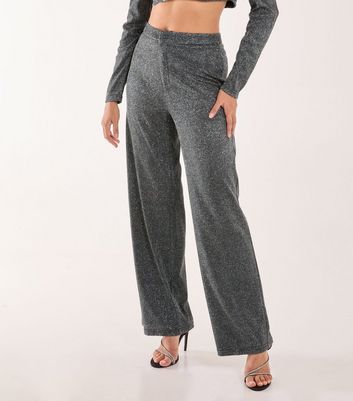 Pink Vanilla Black Glittery Wide Leg Trousers