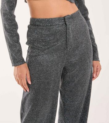 Pink Vanilla Black Glittery Wide Leg Trousers