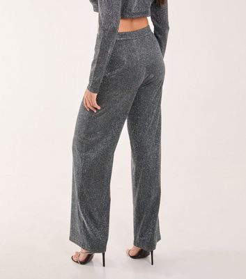 Pink Vanilla Black Glittery Wide Leg Trousers