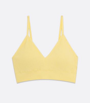 Pale Yellow Ribbed Seamless Bralette