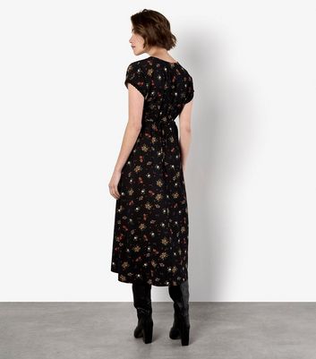 Apricot Black Floral Heart Print Ditsy Dress 3 Apricot Black Floral Heart Print Ditsy Dress