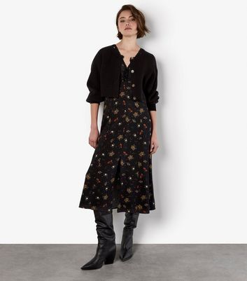 Apricot Black Floral Heart Print Ditsy Dress 5 Apricot Black Floral Heart Print Ditsy Dress