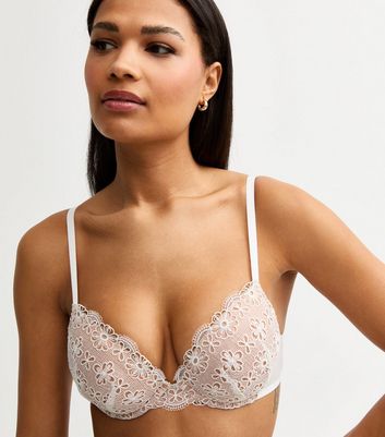 Cream Crochet Lace T-Shirt Bra