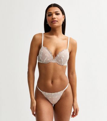 Cream Crochet Lace T-Shirt Bra