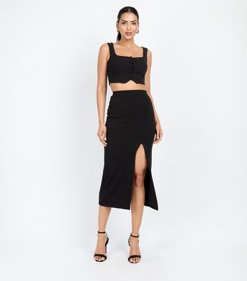 Little Mistress by Chloe Lewis Black Button Front Bralet Top