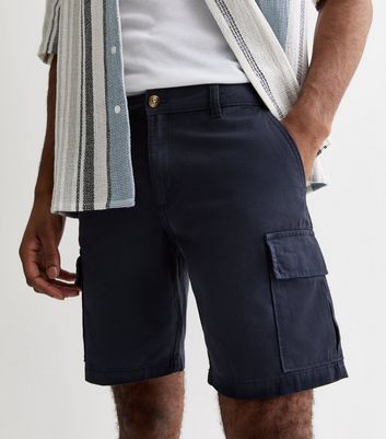 Navy Regular Fit Cargo Shorts