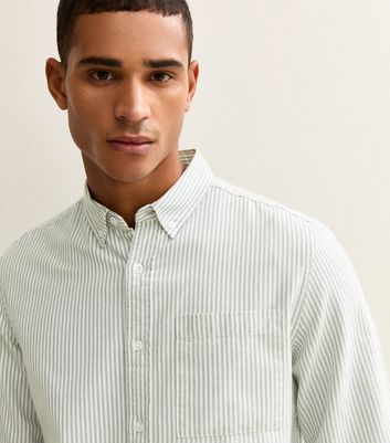 Green Regular Fit Striped Oxford Shirt