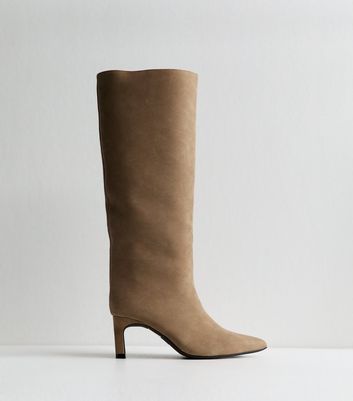 Truffle Camel Faux Suede Heeled Boots
