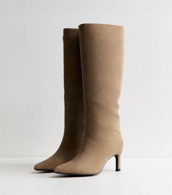 Truffle Camel Faux Suede Heeled Boots