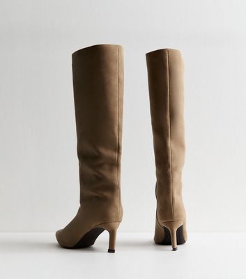 Truffle Camel Faux Suede Heeled Boots
