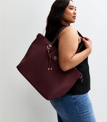 Burgundy Fabric Tote Bag