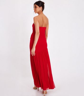 QUIZ Red Mesh Bandeau Midaxi Dress